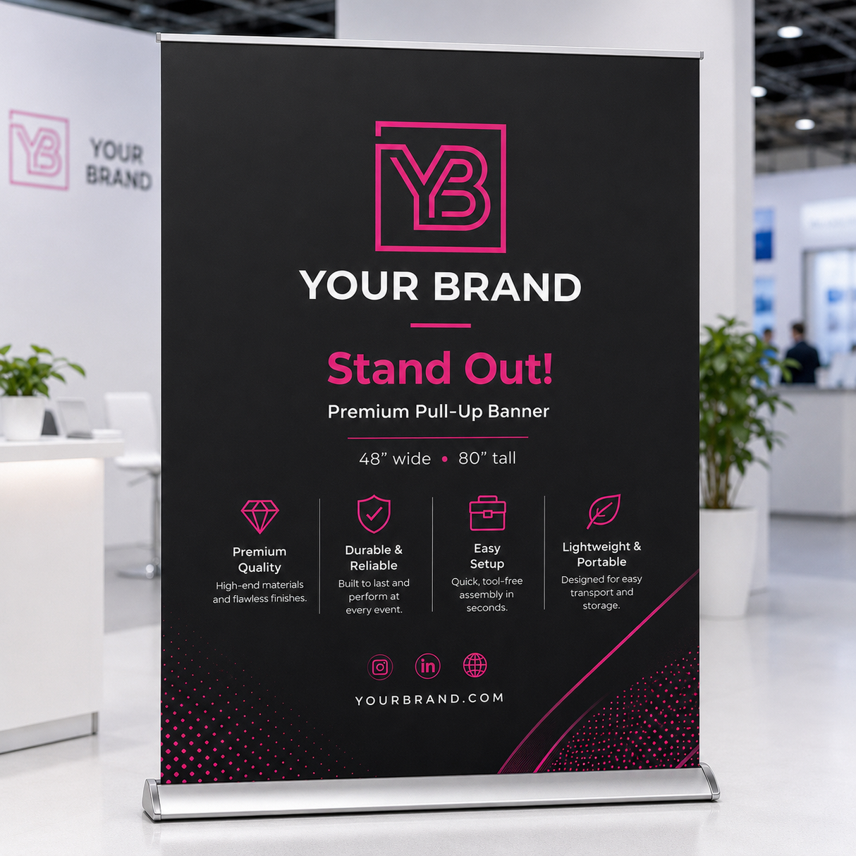 Premium Wide Pull Up Banners 13 oz Matte Vinyl